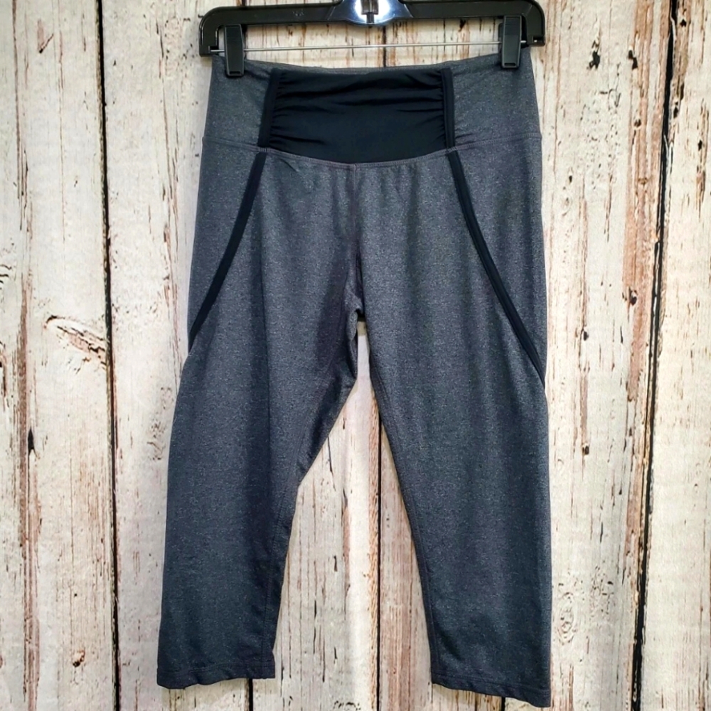Kyodan Women's Small Black Heather Gray Crop Yoga Leggings High Waist Athleisure